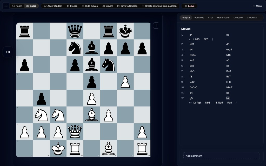 CoachBoard live room, a real product screen